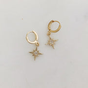 Huggie earrings, huggie hoop earrings, starburst huggies, star earrings, birthday gifts for her, gifts for women, gold earrings