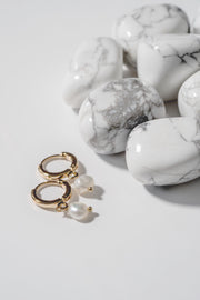 Pearl hoops, huggie earrings, pearl earrings, gold earrings, pearl dangle earrings,bridesmaid gifts, earrings, birthday gifts, earrings