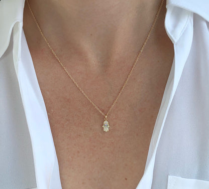 Opal Hamsa Hand necklace