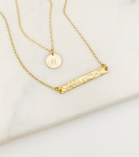 Load image into Gallery viewer, Layered Initial &amp; Bar Necklace Set
