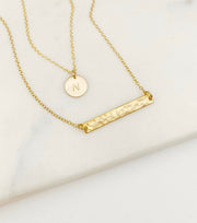 Layered Initial & Bar Necklace Set