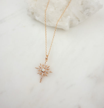 Rose gold opal star necklace