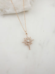 Rose gold opal star necklace