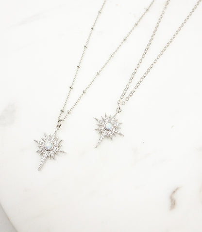 Silver Opal Star Necklace