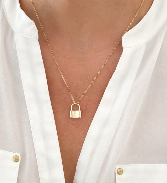 Lock necklace, padlock necklace, lg gold necklace, dainty necklace, mini padlock necklace, gold filled necklace, long padlock necklace