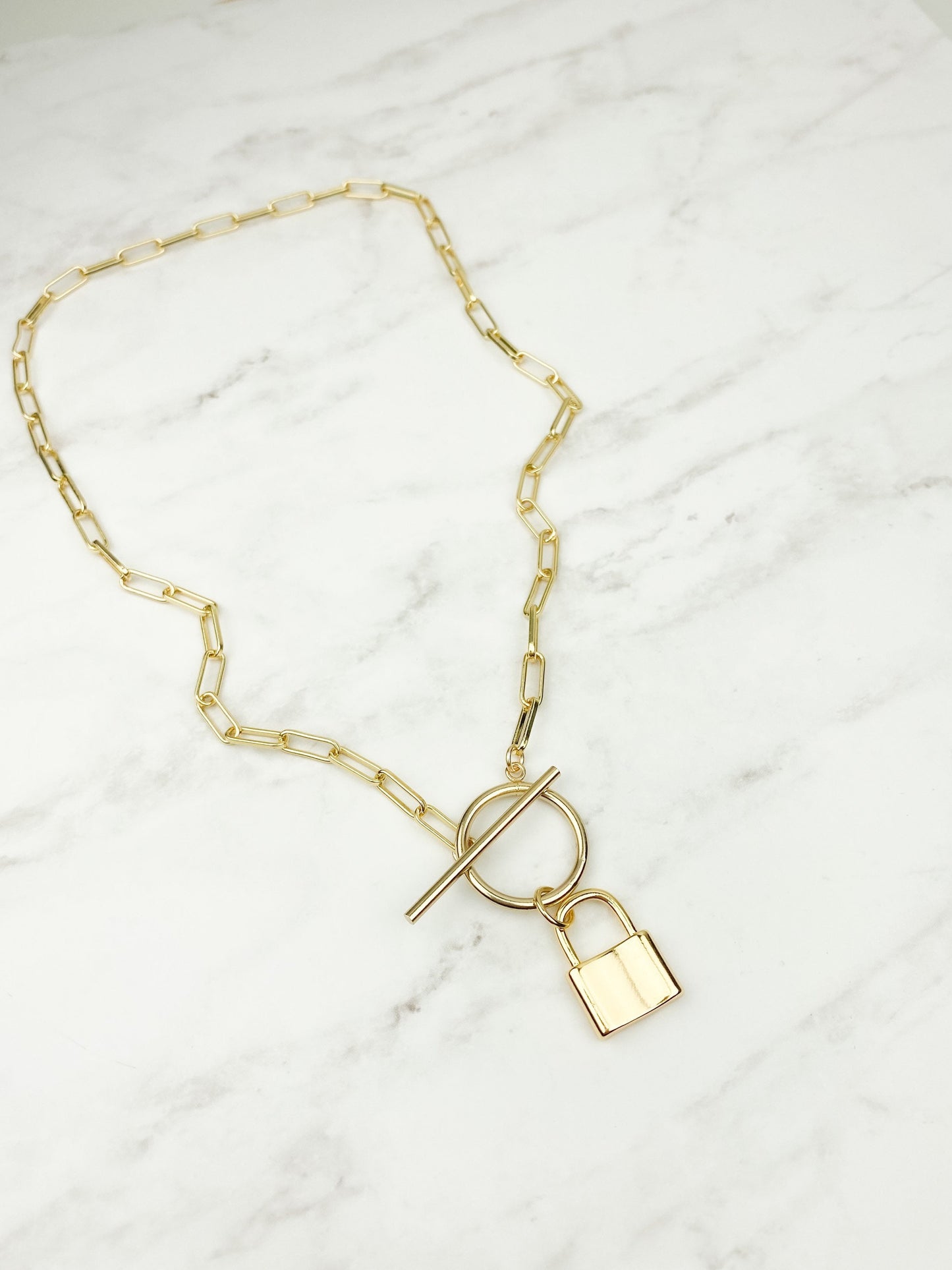 Statement necklace, big chain necklace, padlock necklace, gold filled necklace, necklaces for women, gold filled necklace